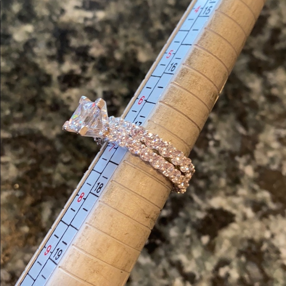 14k Solid White Gold 1.5ct Engagement Ring 2pc - Picture 16 of 16